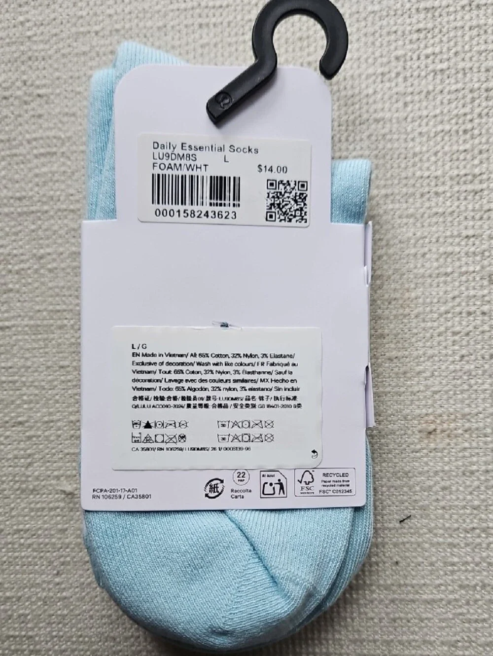lululemon athletica Light Blue Quarter Socks